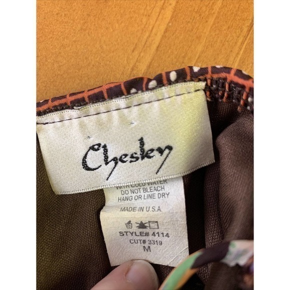 VTG 90s Y2K Chesley Brown Floral Spaghetti Strap Flowy Boho Dress Cottagecore M - Picture 5 of 9